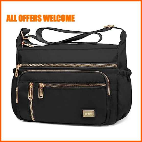 Waterproof Crossbody Bag Multi-Pocket Shoulder Purse Lightweight Polyester - Picture 2 of 8